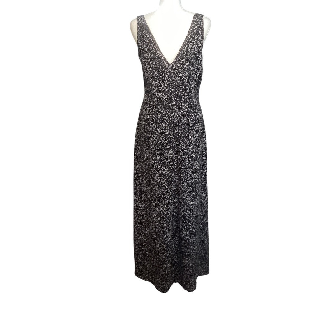 Armani Exchange Womens Dress Size 8 Brown Swirl Print Sleeveless V-Neck Maxi - Picture 3 of 10